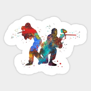 Paintball player couple, paintball player, paintball player male, paintball, sport, watercolor paintball, paintball print, female paintball Sticker